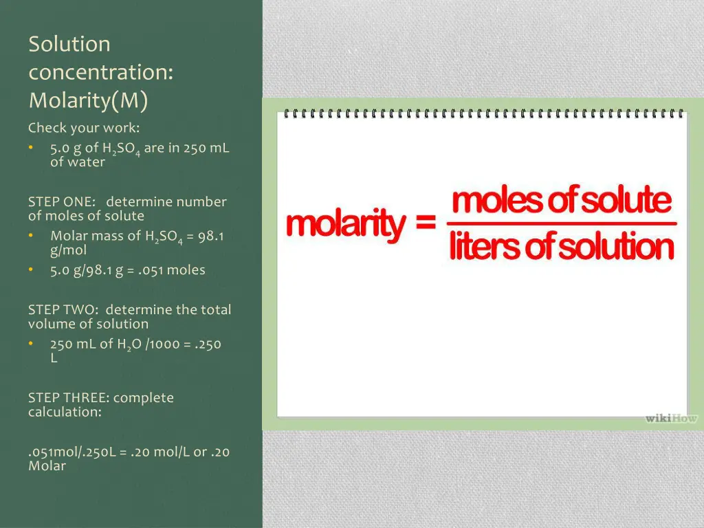 solution concentration molarity m 2