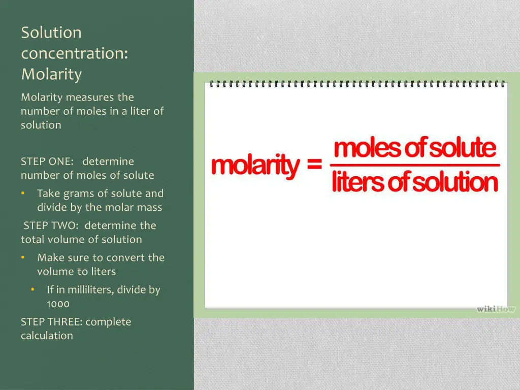 solution concentration molarity