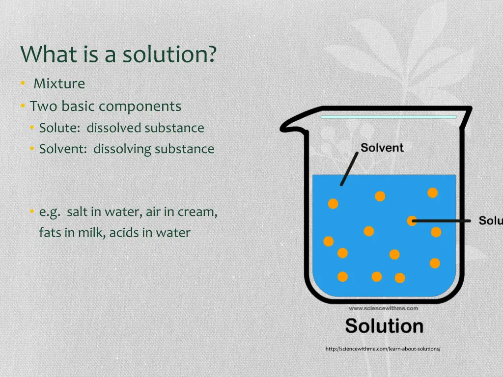 what is a solution mixture two basic components