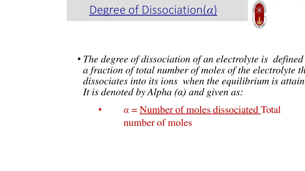 degree of dissociation