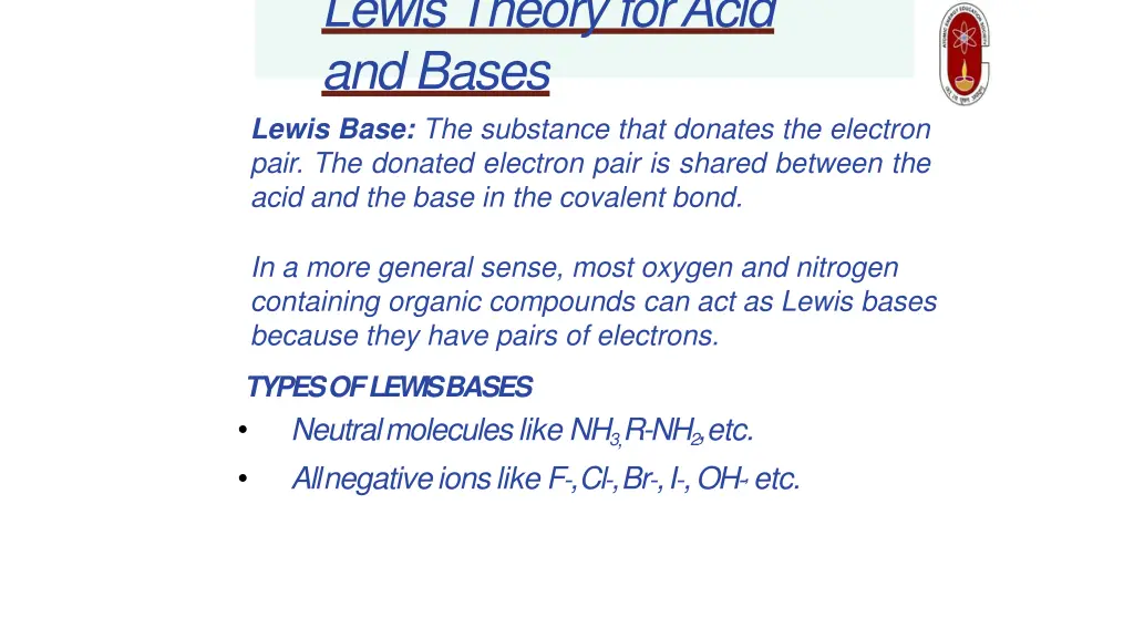 lewistheoryforacid andbases lewis base