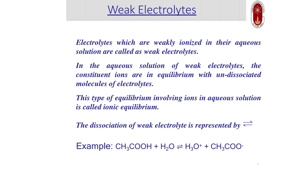 weak electrolytes