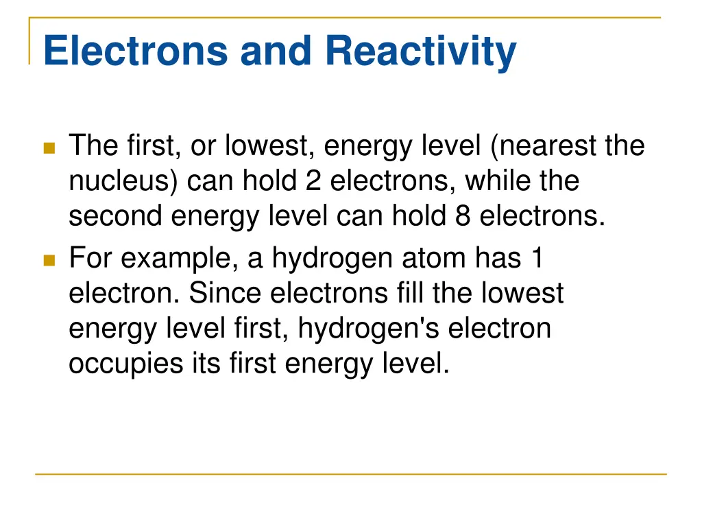 electrons and reactivity 1