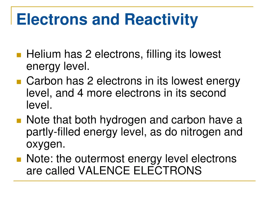 electrons and reactivity 2