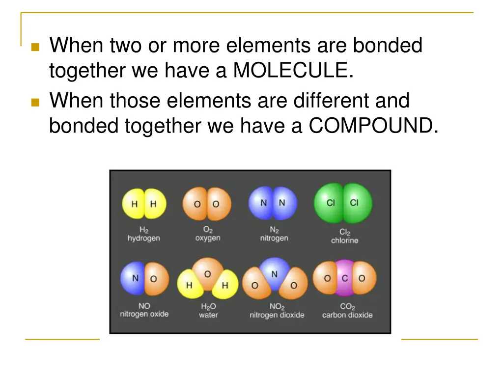 when two or more elements are bonded together