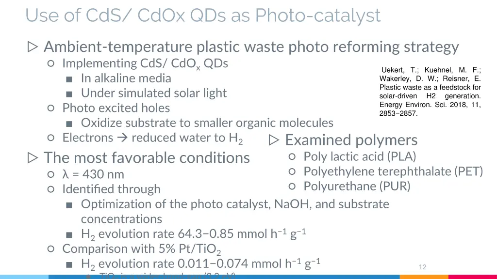 use of cds cdox qds as photo catalyst