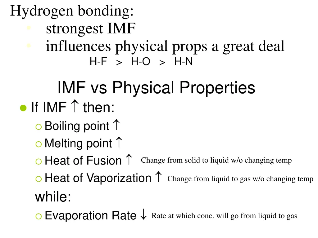 hydrogen bonding strongest imf influences