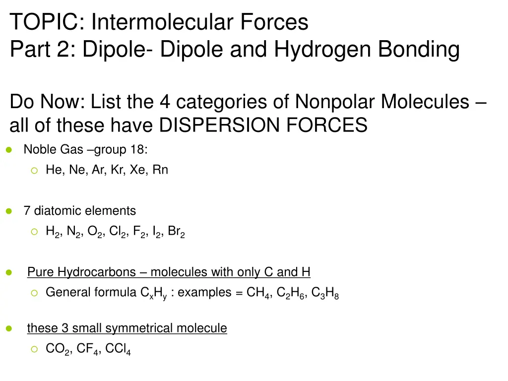 topic intermolecular forces part 2 dipole dipole