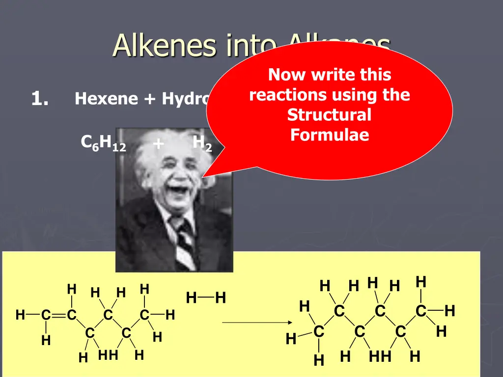 alkenes into alkanes