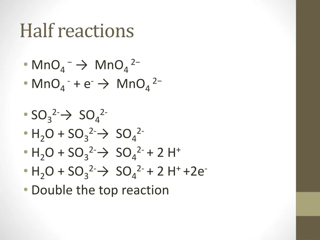 half reactions