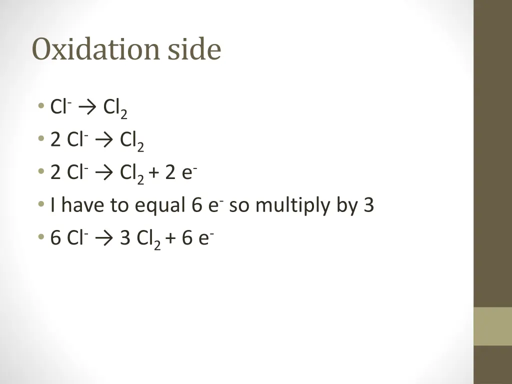 oxidation side