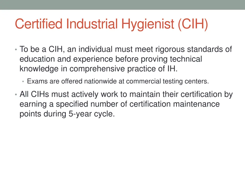 certified industrial hygienist cih