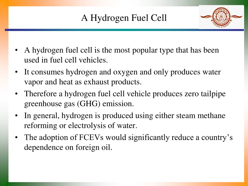 a hydrogen fuel cell