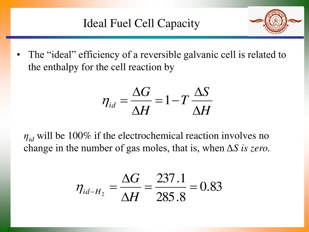 ideal fuel cell capacity