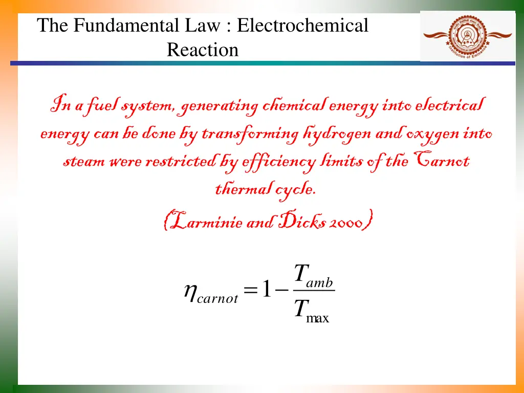 the fundamental law electrochemical reaction