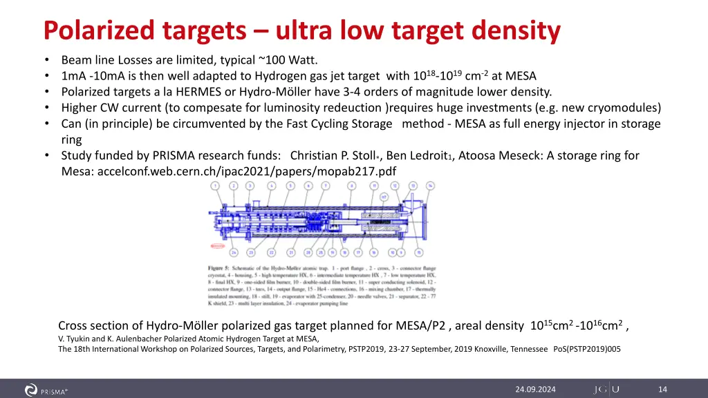 polarized targets ultra low target density beam