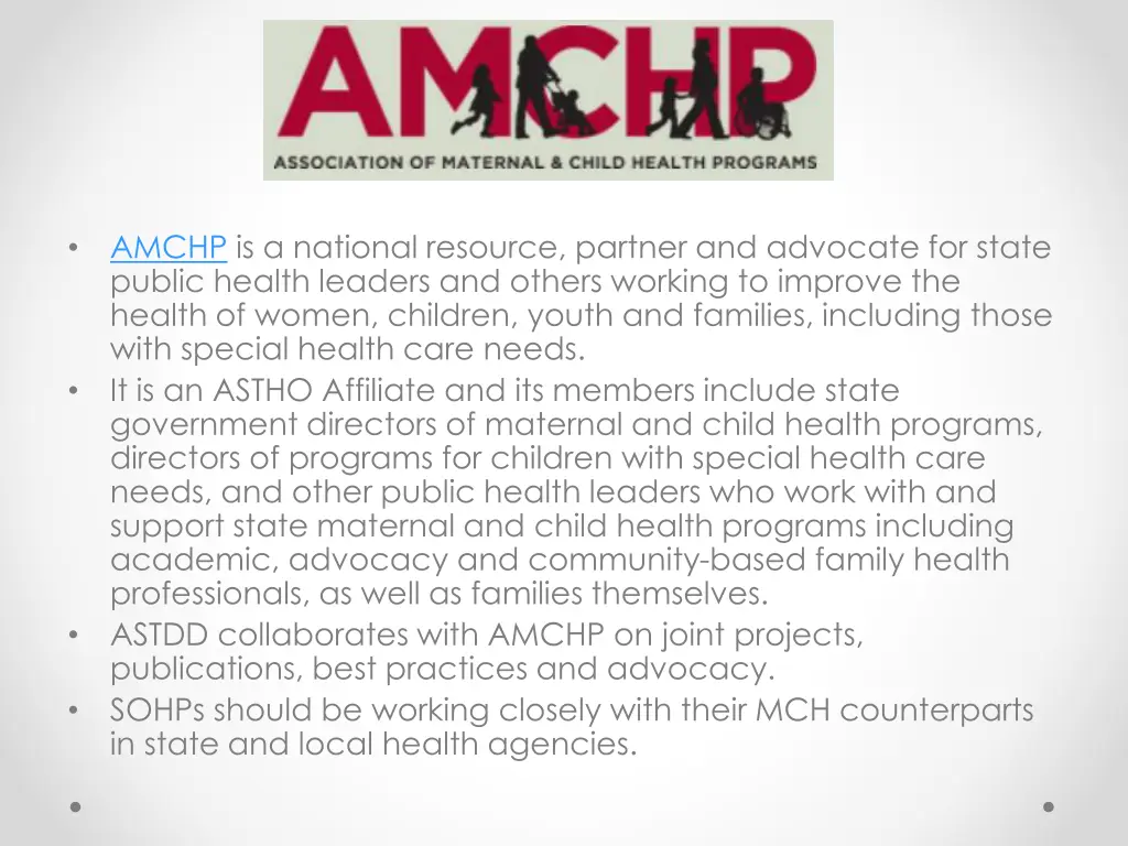 amchp is a national resource partner and advocate