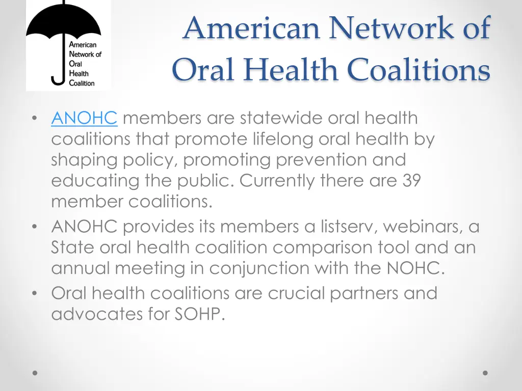 american network of oral health coalitions