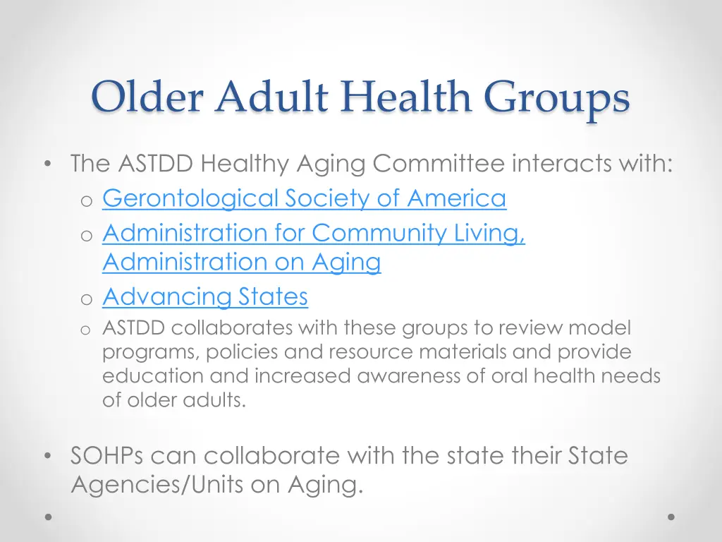 older adult health groups