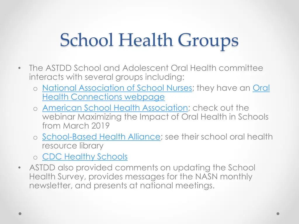 school health groups