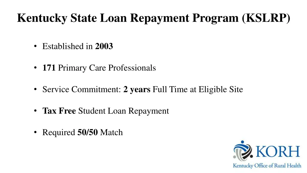 kentucky state loan repayment program kslrp