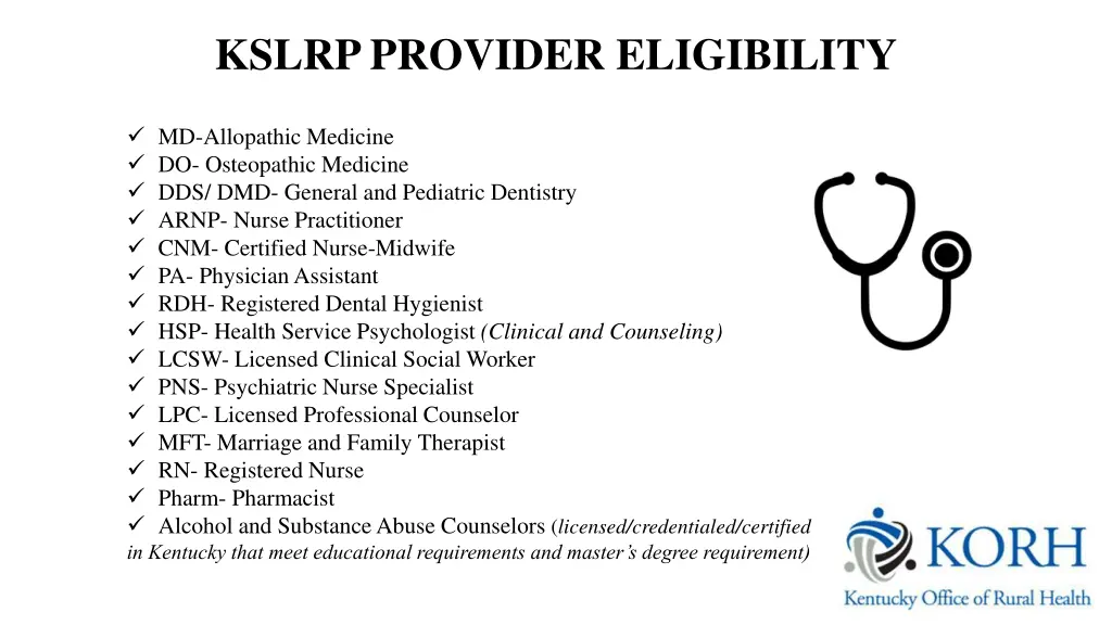 kslrp provider eligibility