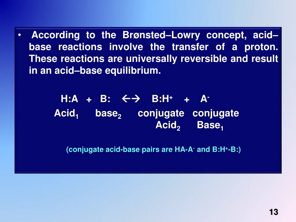 according to the br nsted lowry concept acid base