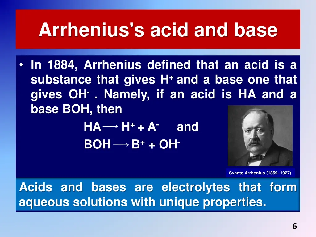 arrhenius s acid and base