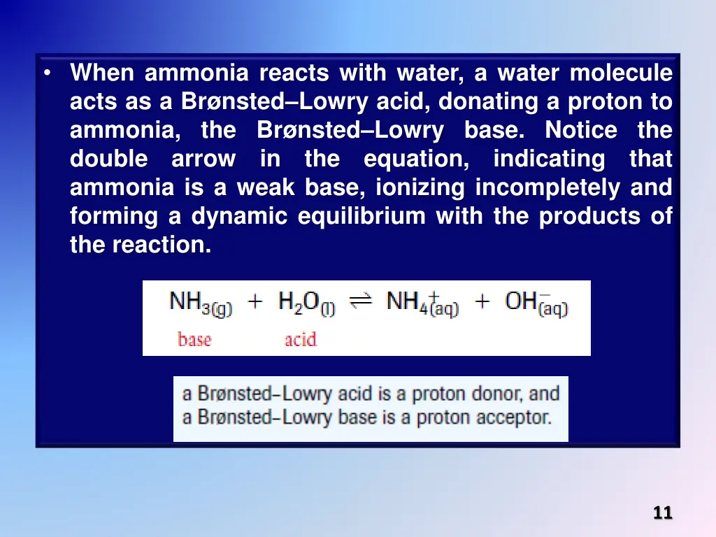 when ammonia reacts with water a water molecule