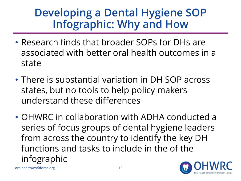 developing a dental hygiene sop infographic