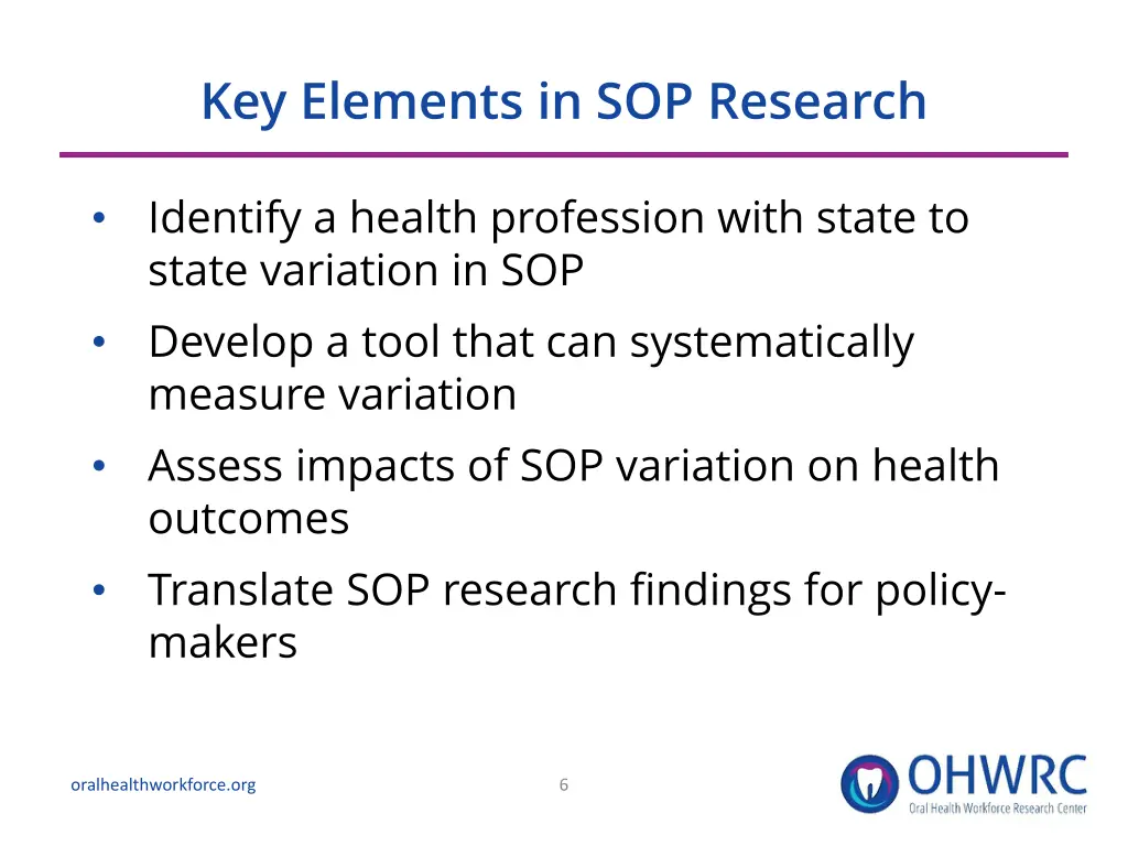 key elements in sop research