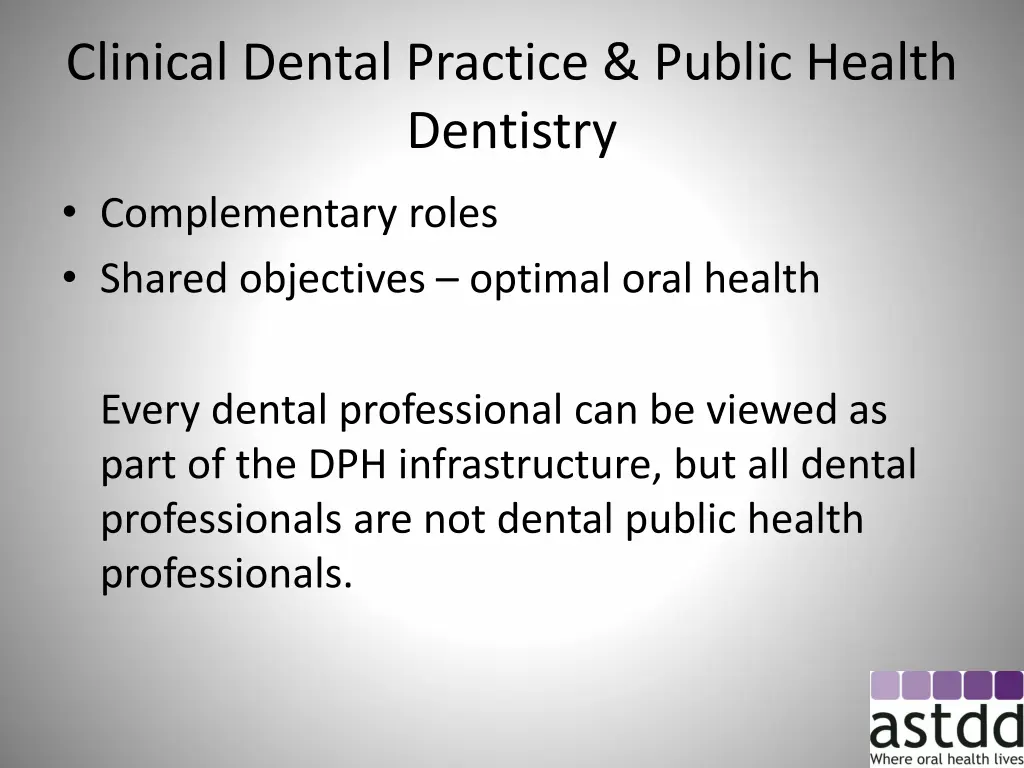 clinical dental practice public health dentistry