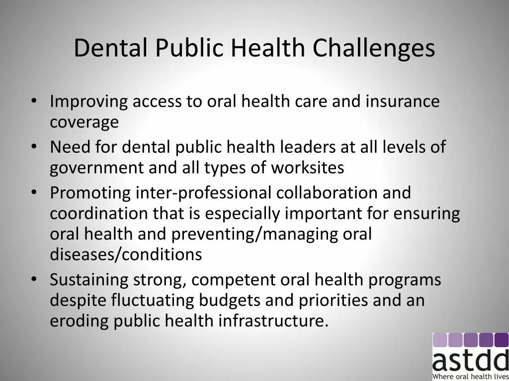 dental public health challenges