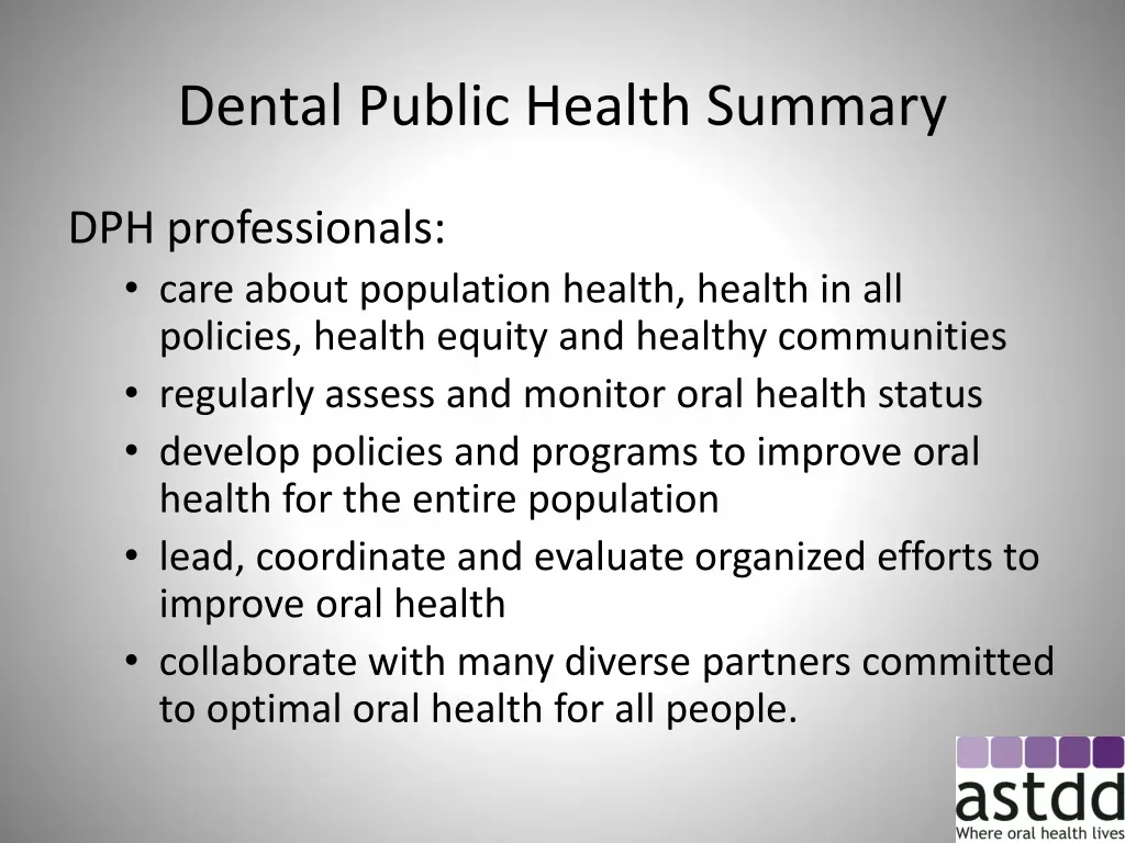 dental public health summary