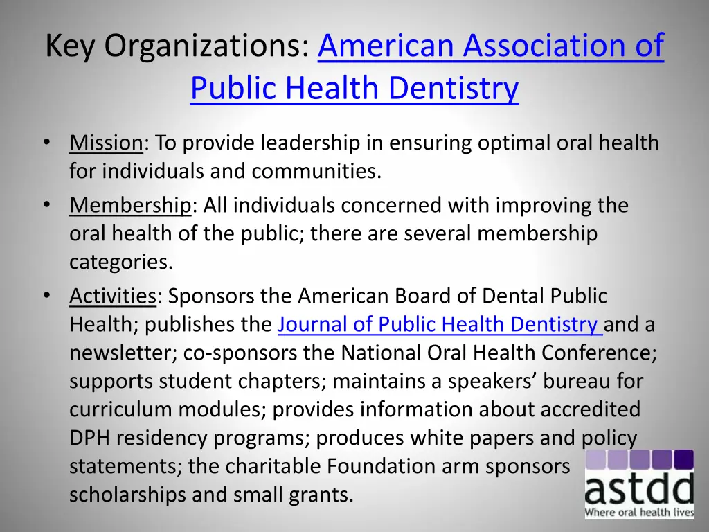 key organizations american association of public