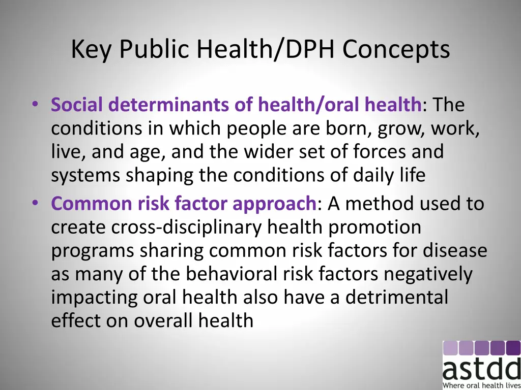 key public health dph concepts