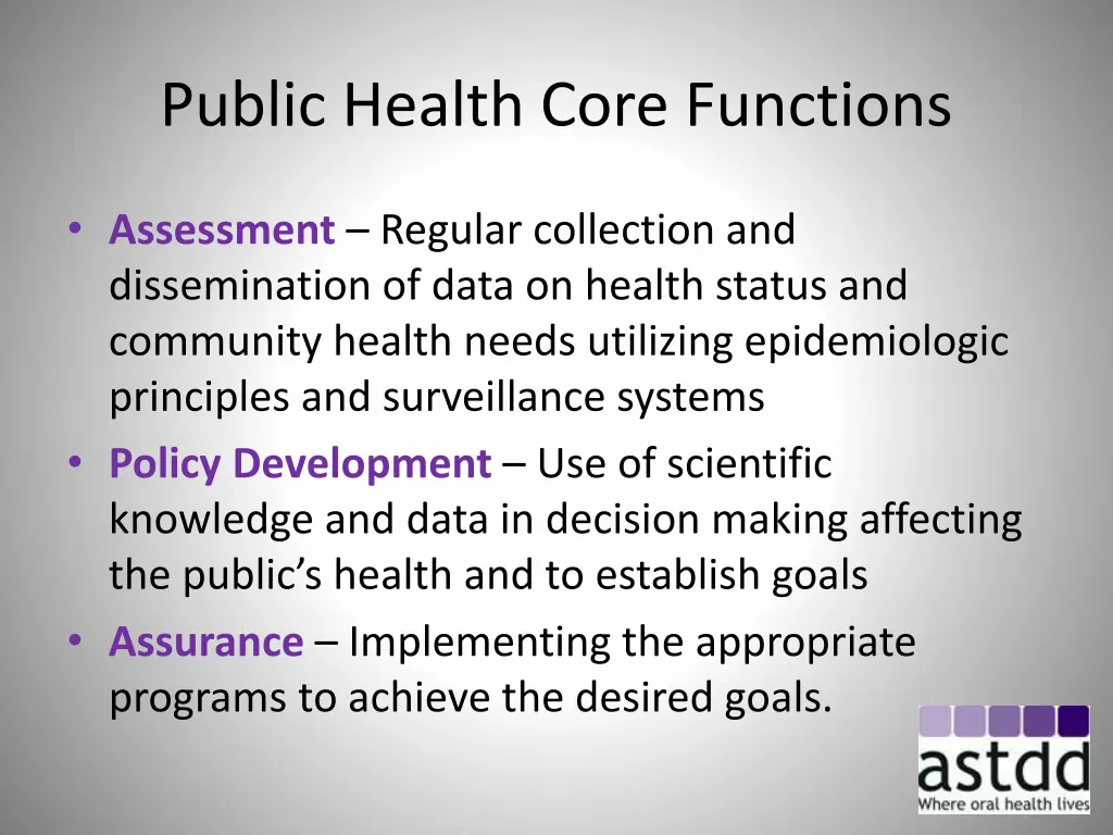 public health core functions