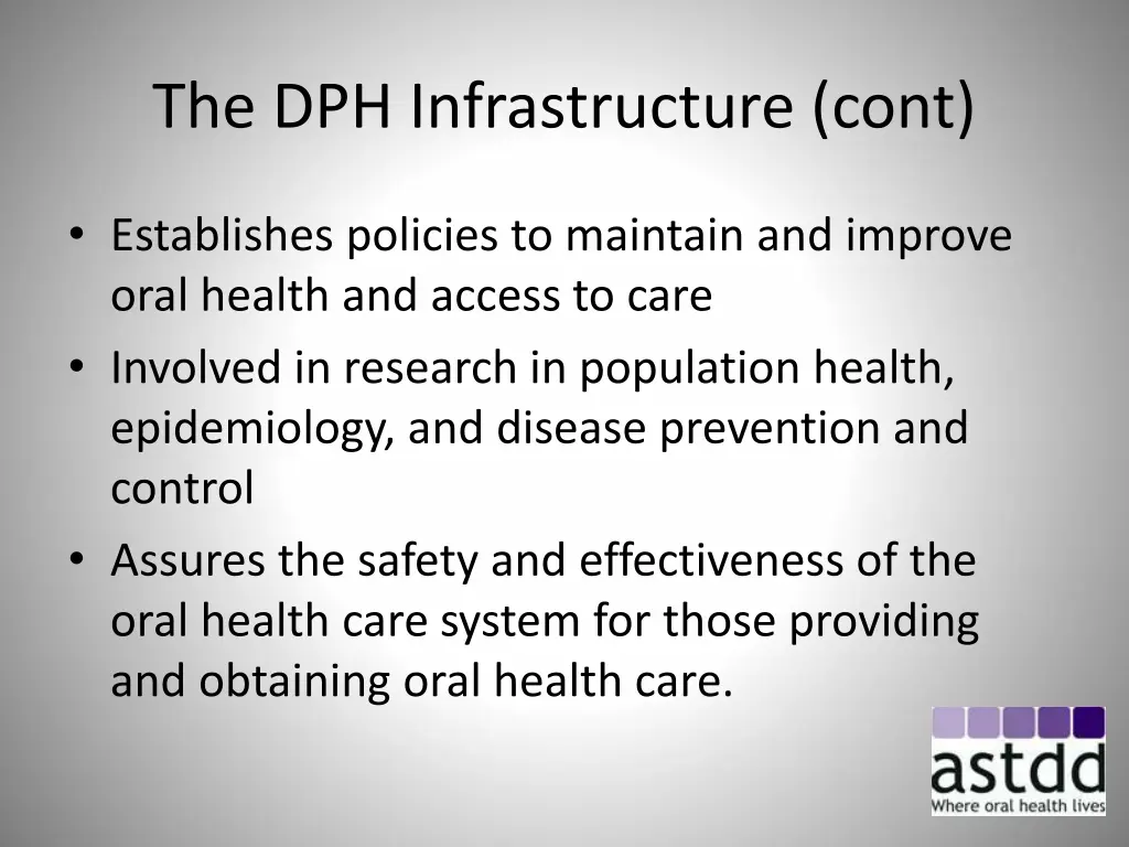 the dph infrastructure cont