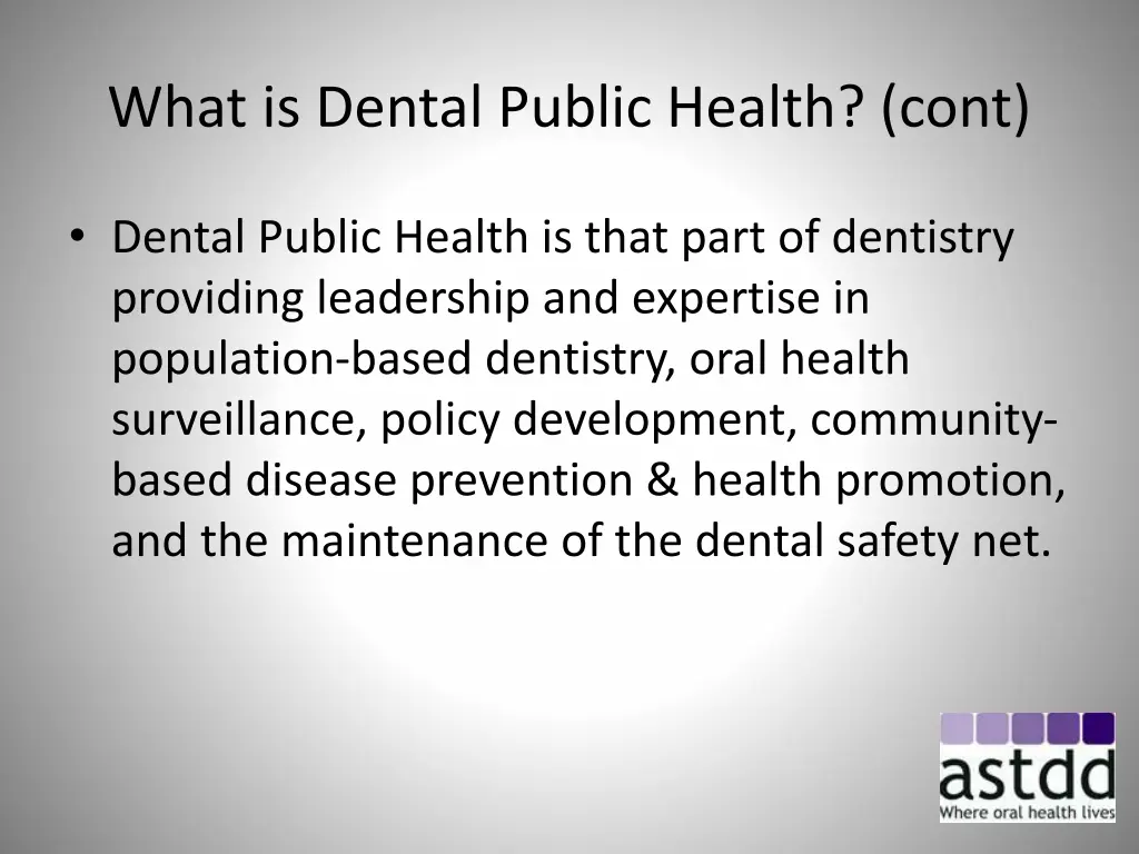 what is dental public health cont