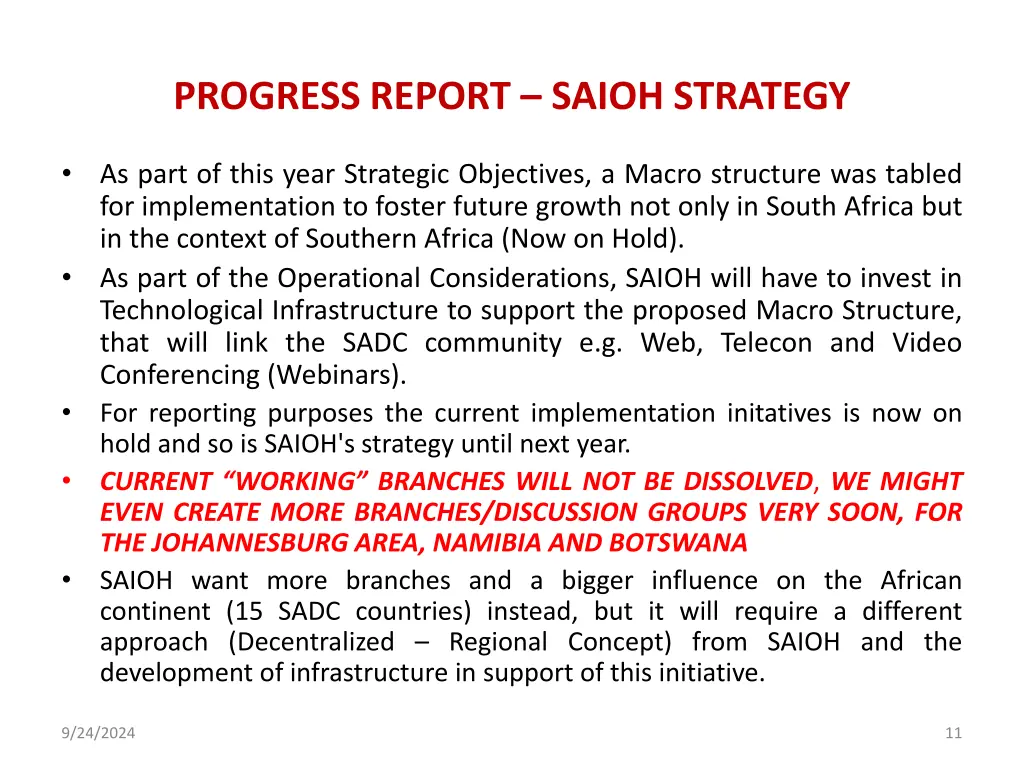 progress report saioh strategy 2