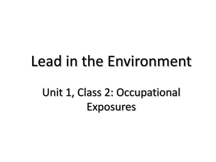 lead in the environment