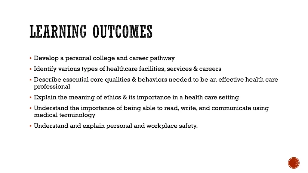 learning outcomes