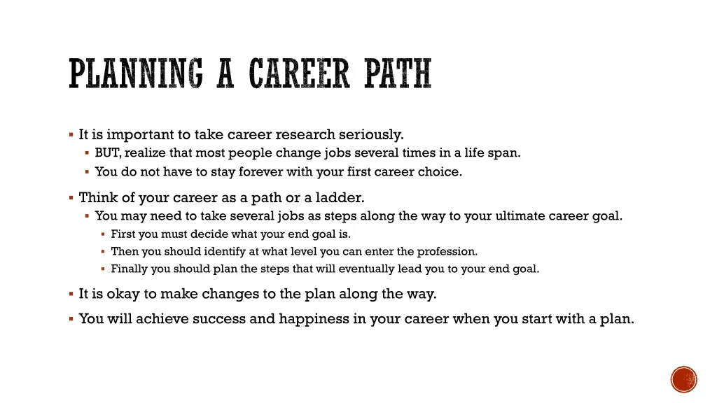 planning a career path