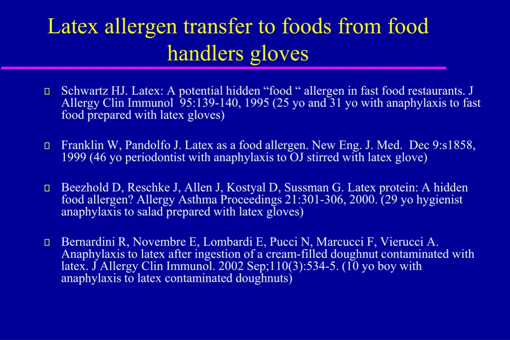 latex allergen transfer to foods from food