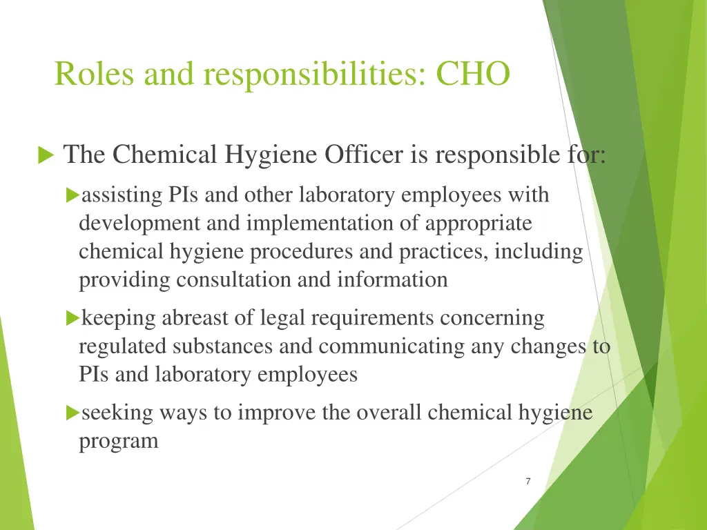 roles and responsibilities cho