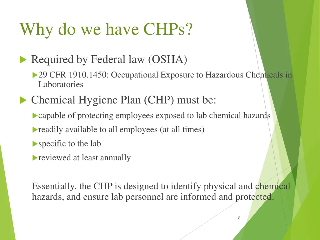 why do we have chps