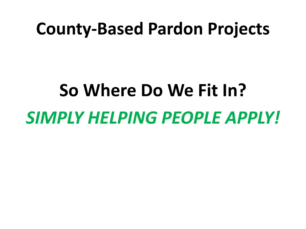 county based pardon projects