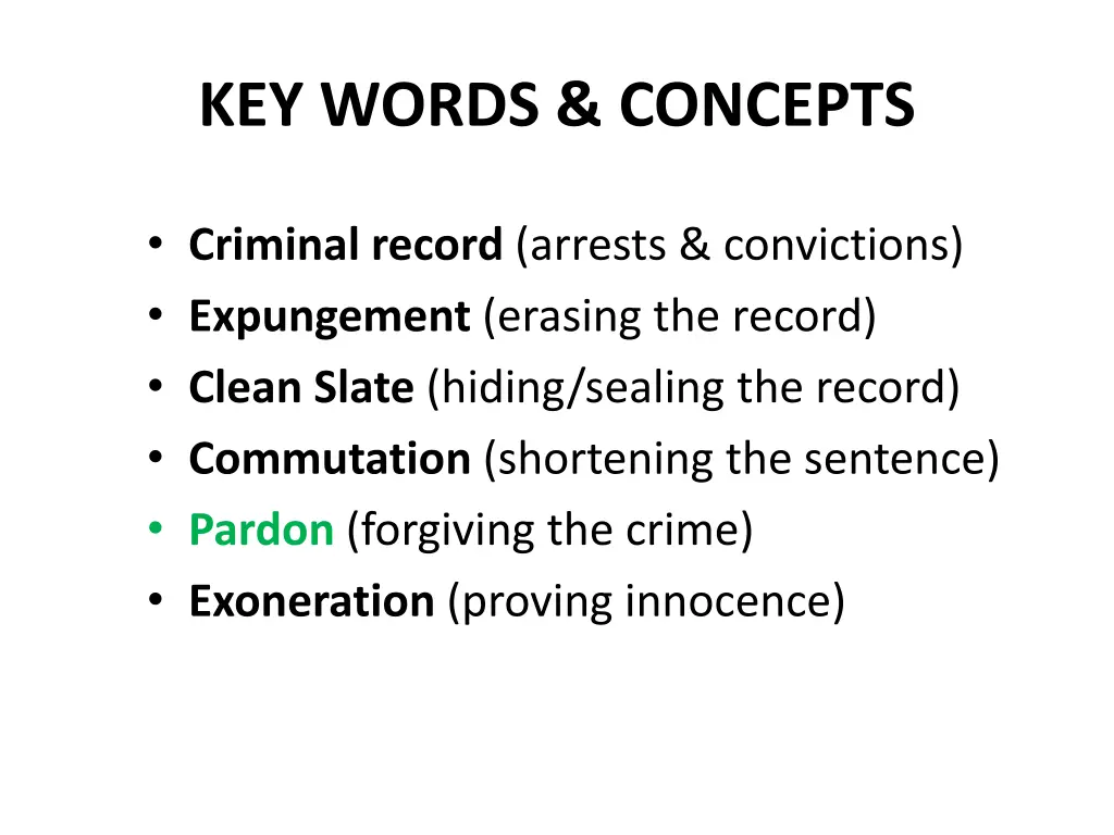 key words concepts