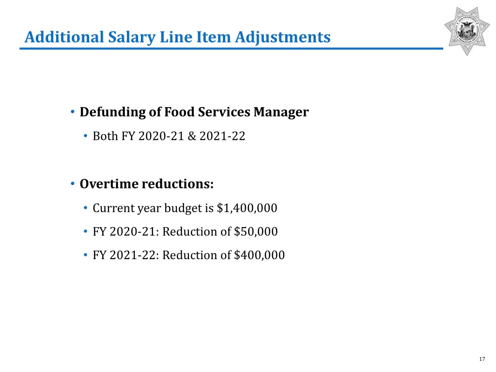 additional salary line item adjustments