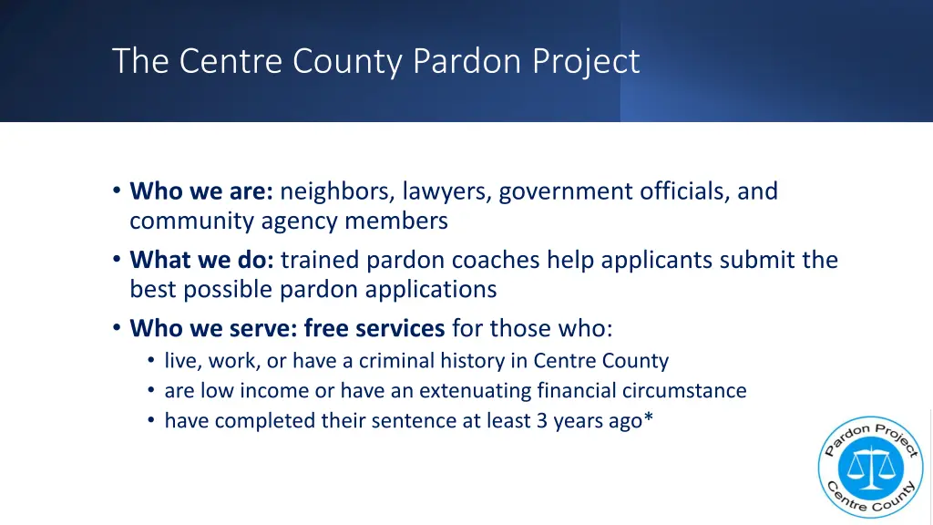 the centre county pardon project